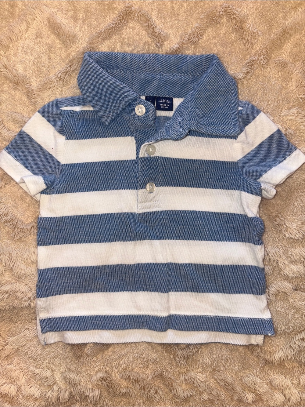 Janie and Jack Baby Boys Blue and White Striped Polo 3 to 6 months